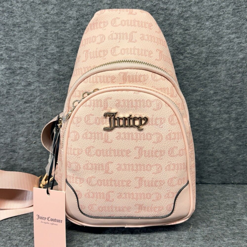 pink Juicy Couture mini backpack featuring an all-over debossed logo pattern